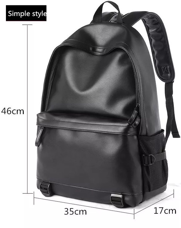 mochila black leather school bag Large Capacity Backpacks PVC Leather Backpacks Durable and Stylish Leather Laptop Backpacks for Men and Women