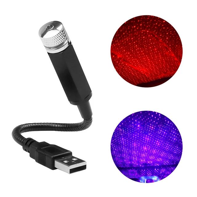 USB Star Night Lights, Usting Flexible USB Night Lamp Fit All Cars Ceiling Roof Star Lights Interior Ambient Atmosphere for Bedroom Decorations,Party,Walls - Plug and Play (Red Color)