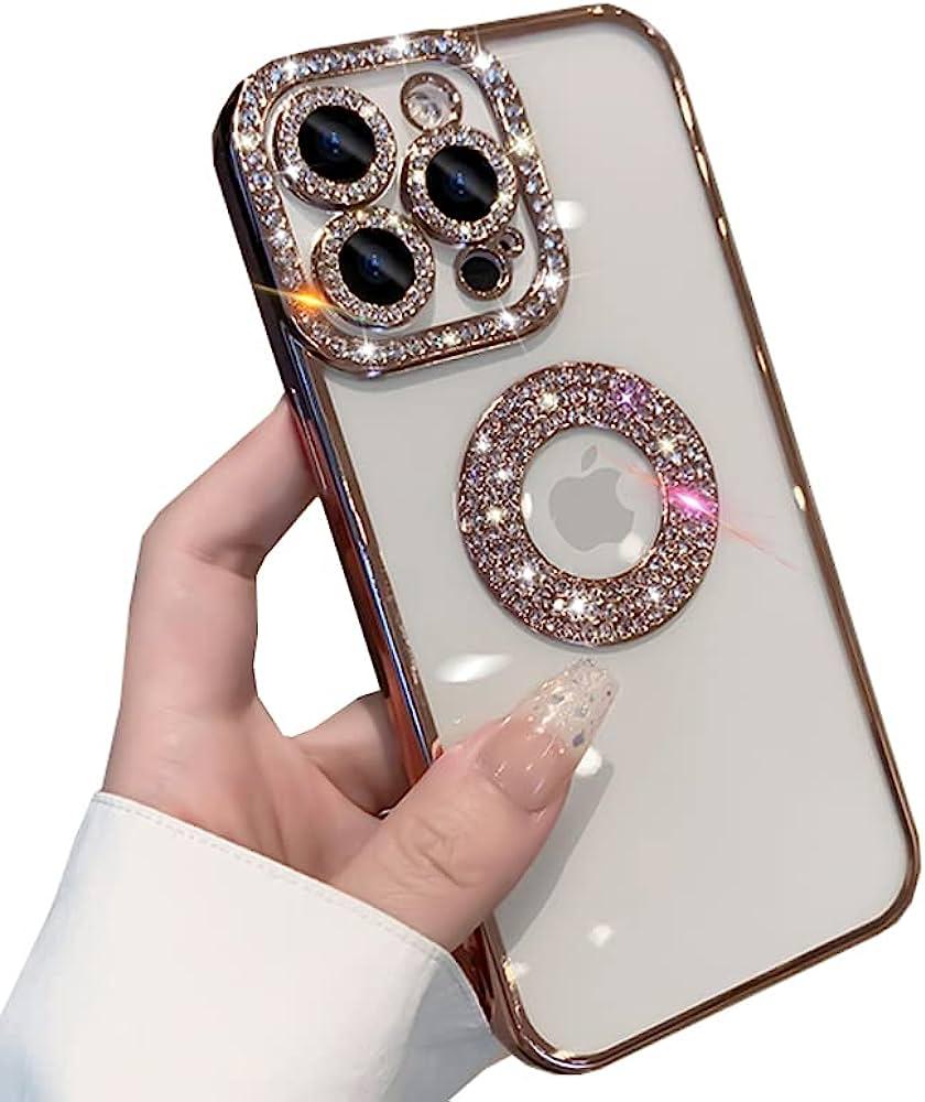 Luxurious mobile cover with shiny rhinestone coating for iPhone