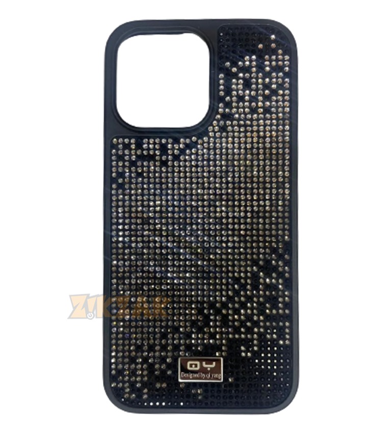 QY DESIGNED BY QI YANG Shiny Beads Series Protective Case Cover for iPhone (Black and Silver)