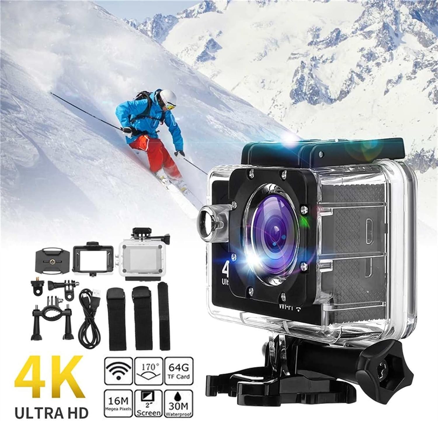 Ultra HD 4K Wifi Action Camera, F60R 1080 HD 16MP