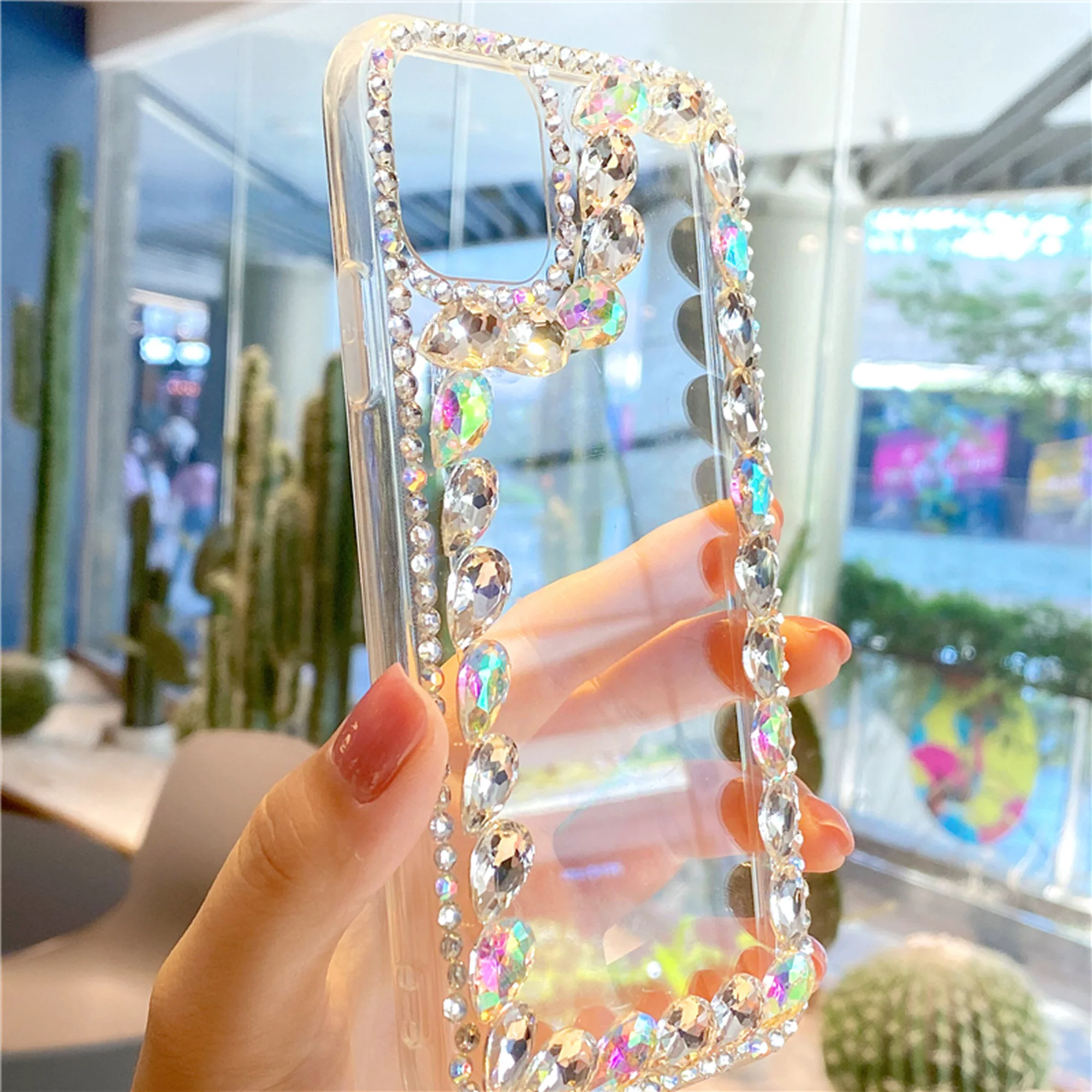 Dteck Case for Apple iPhone Case Shiny Diamond Strap TPU Cover Clear Phone Back Cover, Colorful