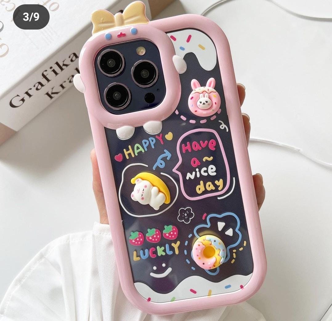 Cute cartoon character mobile phone cover, shock-resistant, made of silicone