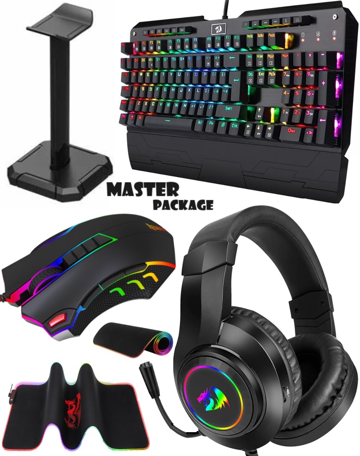 Master Package (Water Resistant Indra Mechanical Keyboard + Hylas RGB Surround Speaker + Titanoboa 2 Mouse + Neptune Mouse Pad + Regular Headphone Stand)