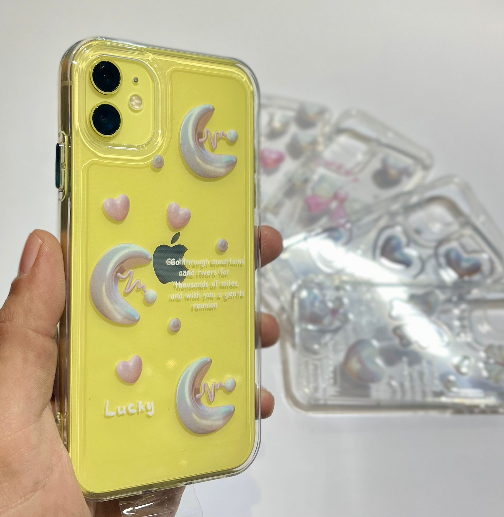 Lucky transparent cover with 3D graphics made of soft silicone for iPhone