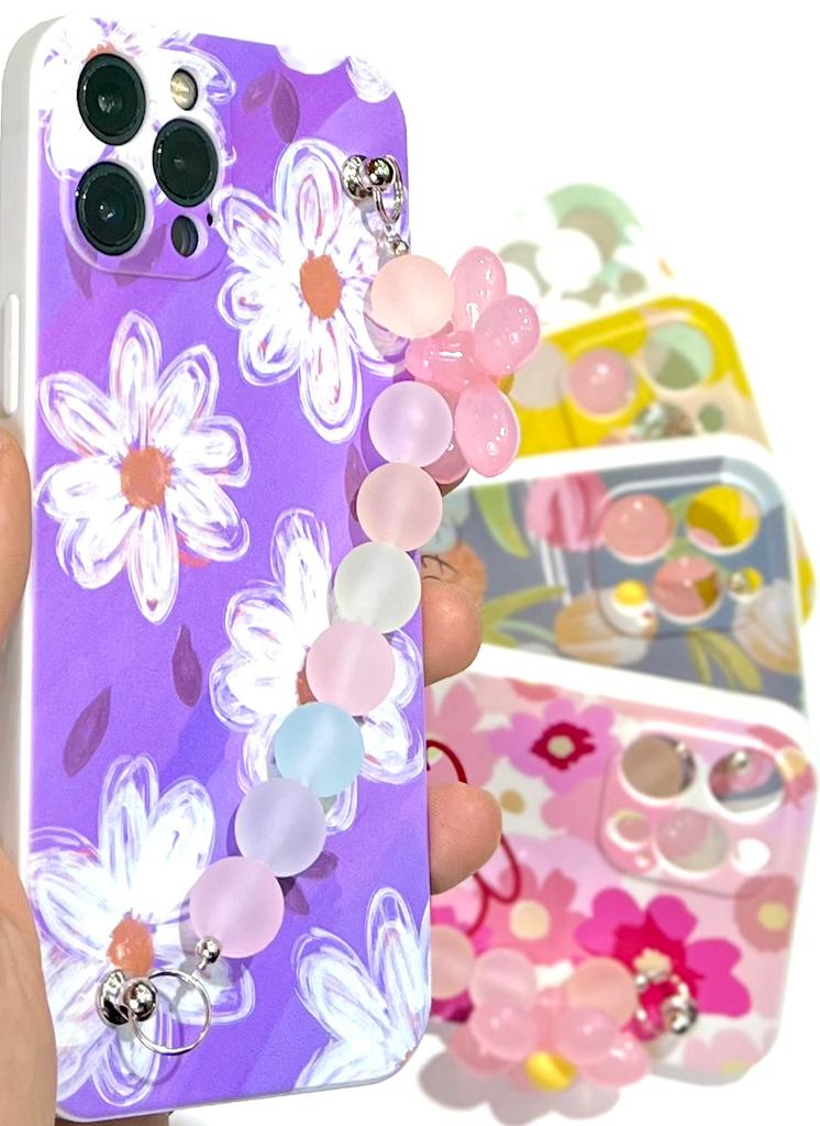 Mobile cover with rose graphics with hand hanger