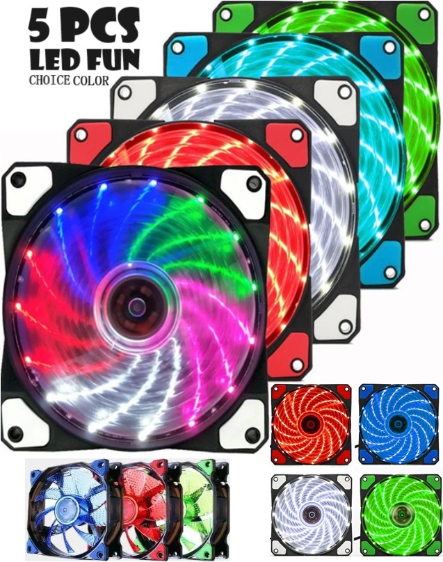 RGB LED PWM Light Cooling Fan 12V DC 15 33 Lights Computer Case Cooling Fan