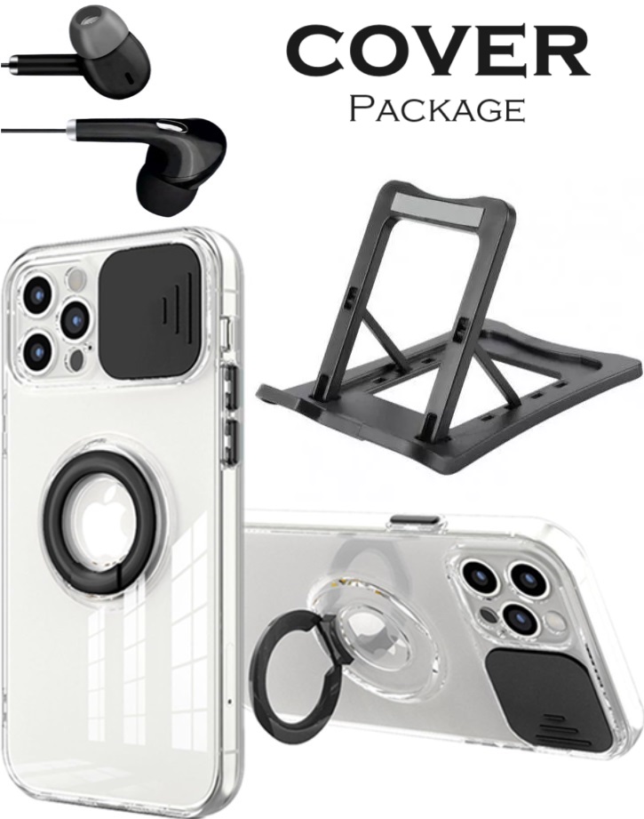 Cover package (transparent cover with ring, stand and camera cover + desk stand + new and advanced S6 earphone)