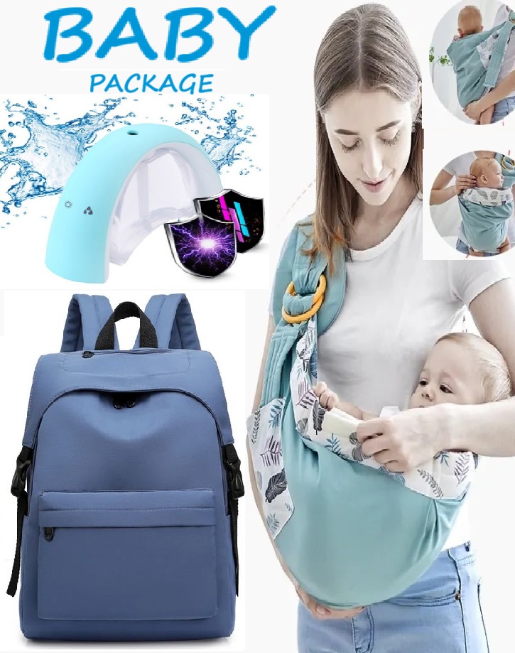 Baby Package (Baby Carrier + Multi-Pocket Backpack + Humidifier with Colorful Light)