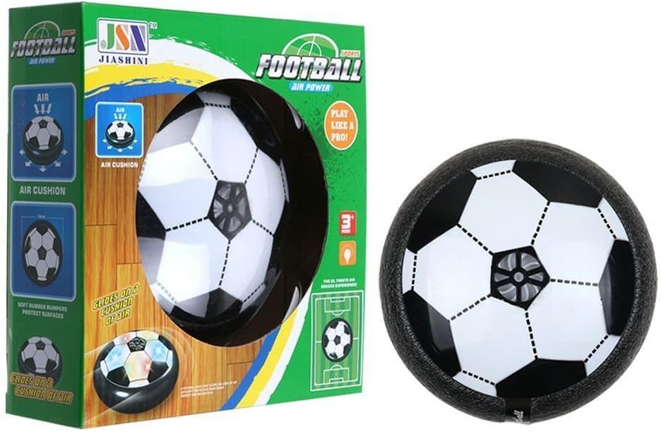 Emob Air Powered Electric Soccer Football Toy with Led Lights for Indoors Soft Padded Rubber Foam Protected (Muticolor)