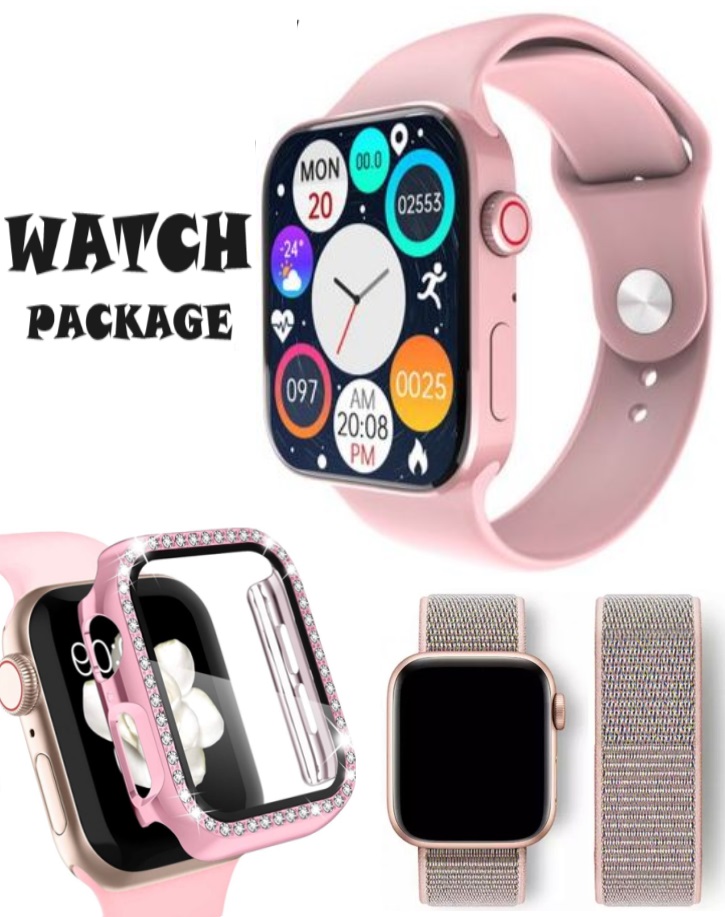 Watch package (smart watch N76, 1.75-inch screen + cloth rubber watch strap + spigen watch case (2 in 1) spigen diamond)