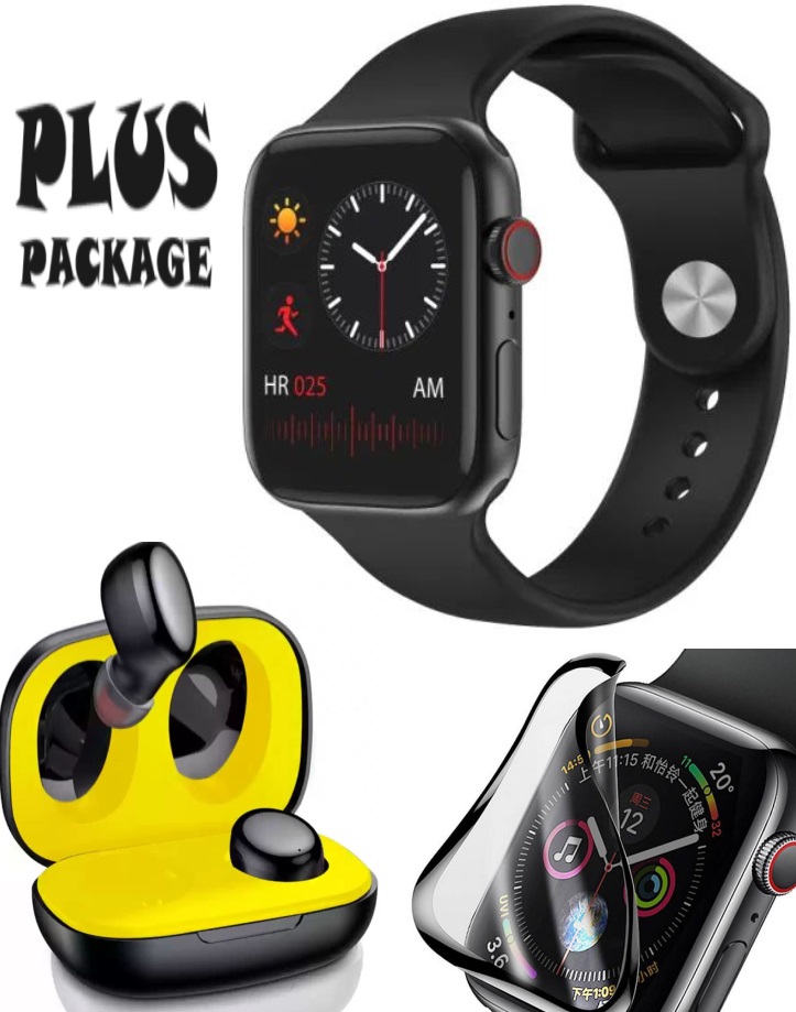 Plus Package (f10 plus watch color screen fitness tracker + TWS MINI wireless AirPods 5.1 system + shockproof watch protection with curved edge)