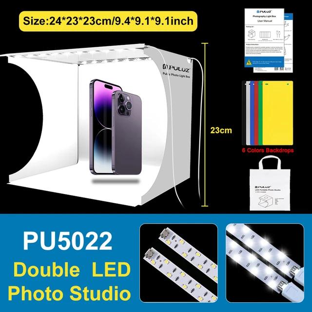 PULUZ 2LED Light Box Mini Photo Studio Box 1100LM Photography Light Box Studio Shooting Tent Box Kit & 6 Color Backdrops