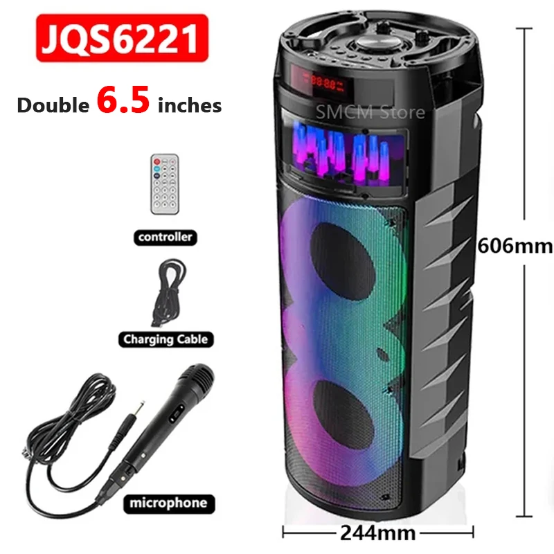 8 Inch Outdoor Dance Bluetooth Dual Speaker Space 40W Portable Wireless Subwoofer K Song Big FM Radio TF