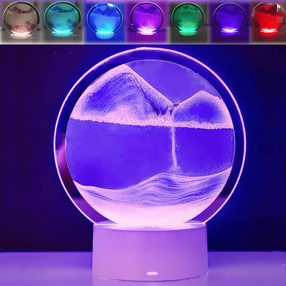 Quicksand Desk Lamp, Eye Protection 7 Colors Night Lamp Decoration Home Ornament, Desktop Ornament for Living Room Bedroom