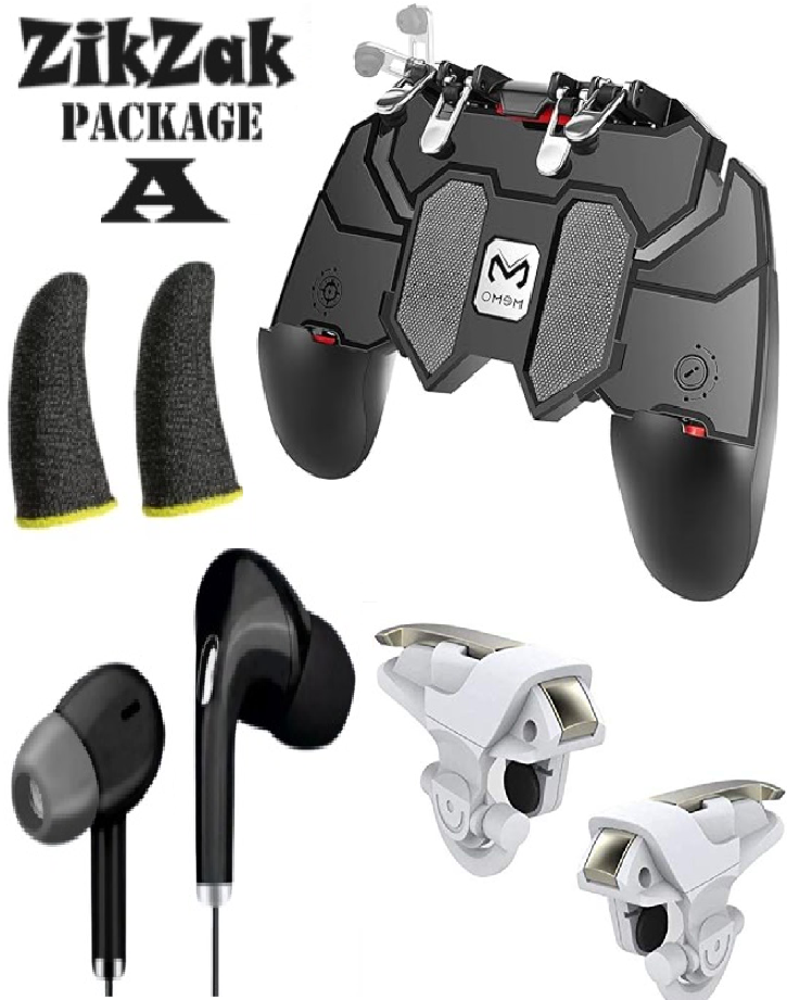 Zakzak Package (A) (+ Midtronics® AK66 Trigger Game Controller Tiger Base + New and Advanced S6 Earphone + Anti-Sweating Cloth Touch Fingers)