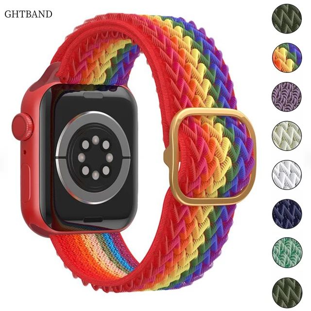 Nylon Adjustable Strap for Apple watch band 7 45mm 41mm 44mm 40 38mm 42 mm Elastic Sport bracelet For iwatch series 7 6 SE 5 4 3