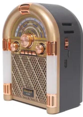 Old Radio Portable 3-Band Am FM Sw Radio, TF Card and MP3 Player, Rechargeable Speaker, Bluetooth Retro Design The Stage Lights Meier M-68bt