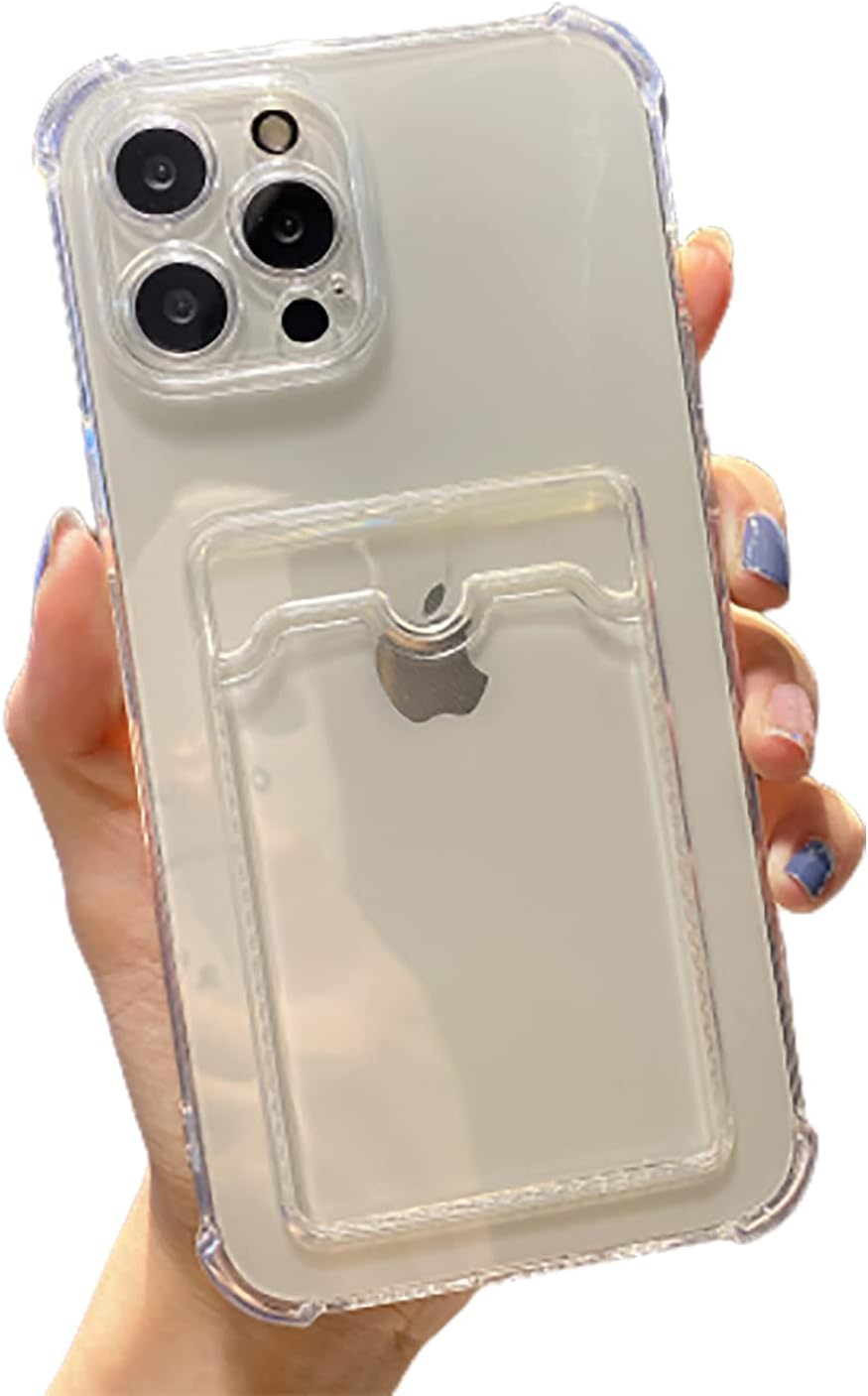 Transparent cover with a card slot, soft TPU, drop-resistant, shock-absorbing, with a card pocket