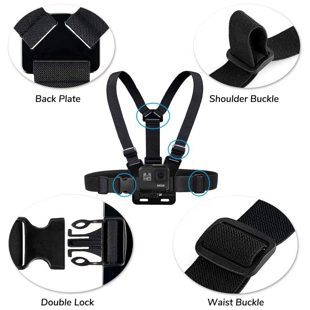 Chest mount strap compatible with GoPro cameras and all action devices