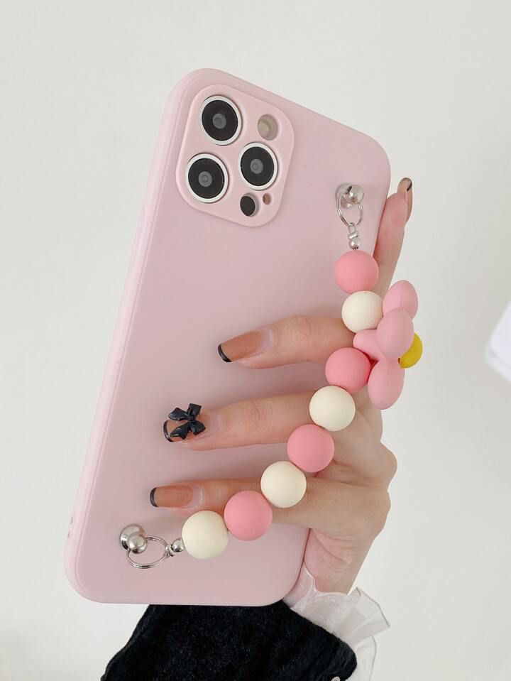 Colorful Round Flower Silicone Case with Hand Chain and Camera Cover