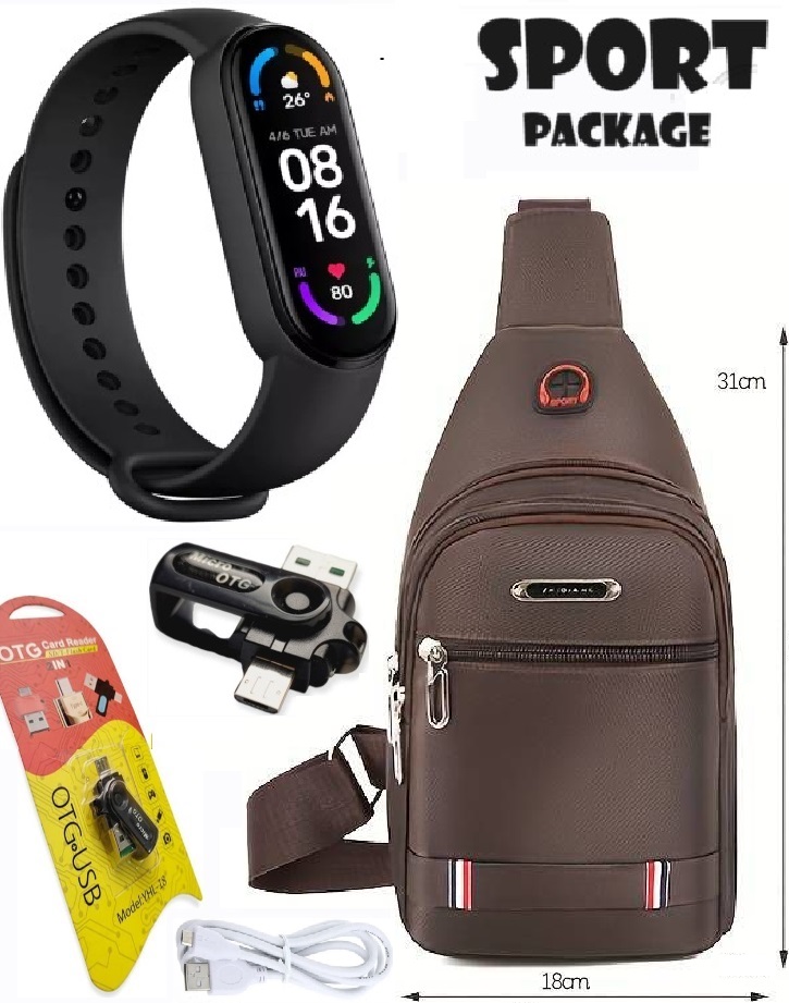 Sport Package (Shoulder Crossbody Bag + M6 Sport Watch + OTG Adapter + Charging Cable)