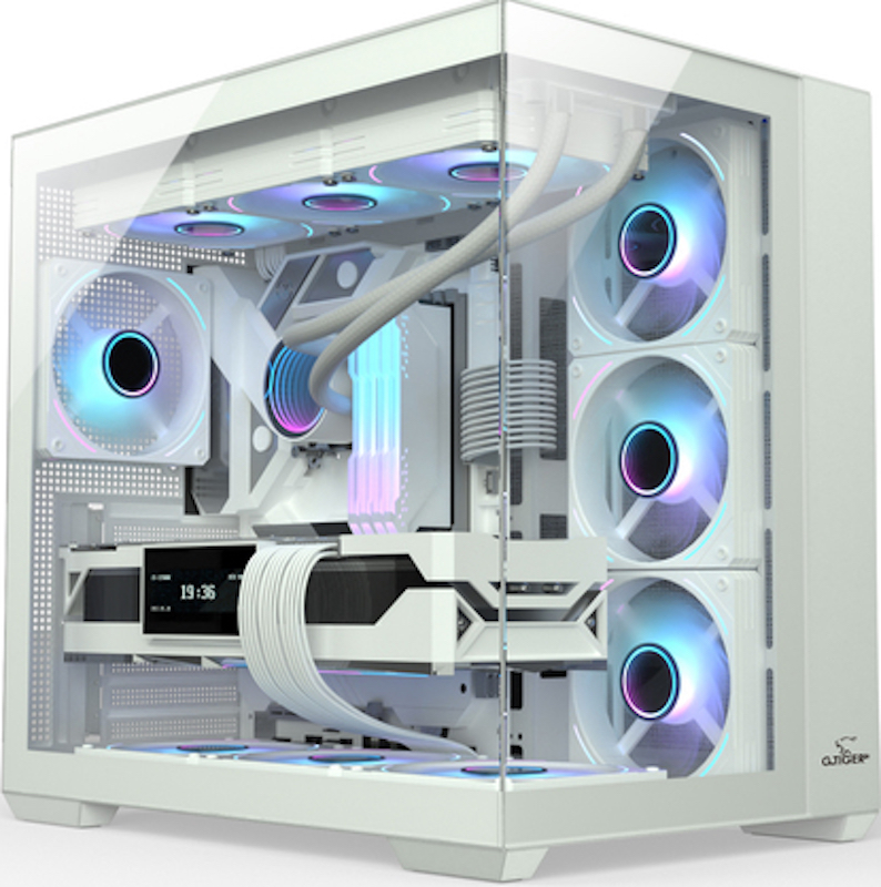 G.TIGER GX-1 ARGB – كيس ميد تاور أبيض بإضاءة ARGB – يدعم ATX / mATX / ITX - كيس كمبيوتر