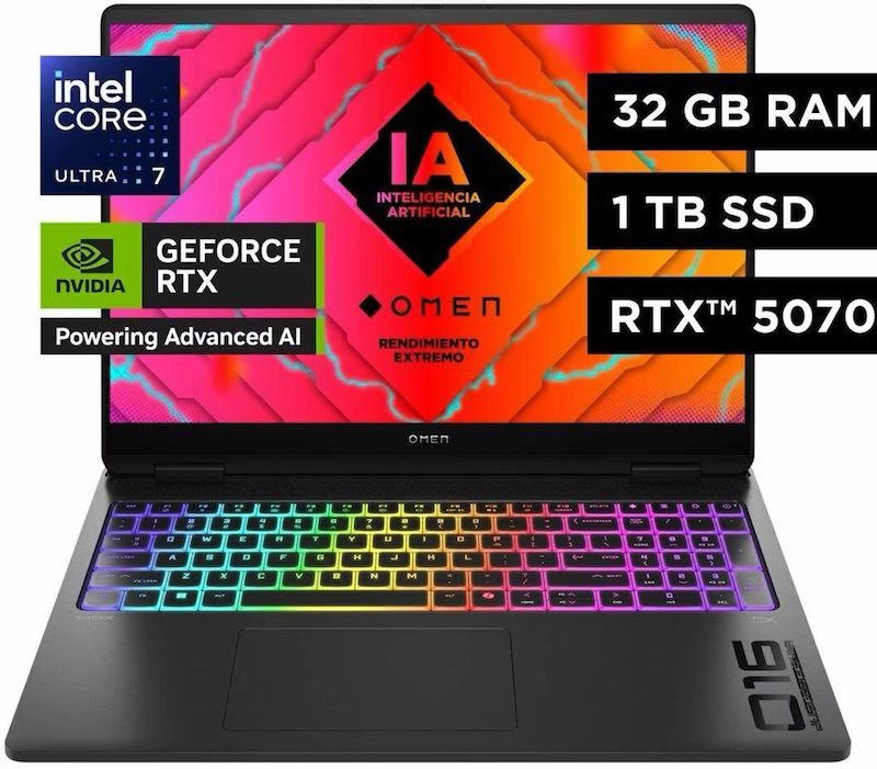 HP OMEN Slim 16 – كرت شاشة NVIDIA GeForce RTX 5070 8 جيجا - معالج Intel Ultra 9-285H - ذاكرة 32 جيجا DDR5 -تخزين 1 تيرابايت SSD - شاشة 16 بوصة 2K IPS بتردد 144 هرتز وسطوع 300 شمعة - لابتوب