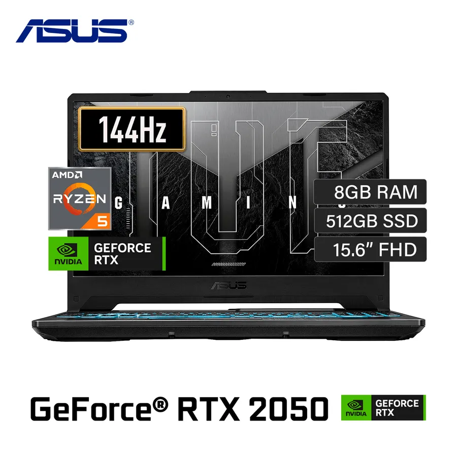ASUS TUF Gaming A15 (FA506NC) – كرت شاشة NVIDIA® GeForce RTX™ 2050 بسعة 4 جيجا - معالج AMD Ryzen™ 5 7535HS - ذاكرة 8 جيجا - تخزين 512 جيجا SSD - لابتوب الألعاب 