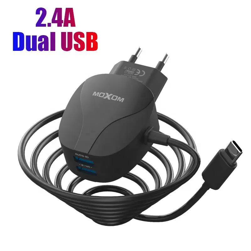 MOXOM شاحن موبايل سلكي سريع 2 USB بقوة 2.4A 