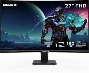  Gigabyte GS27FC مقاس 27 بوصة - دقة FHD - معدل تحديث 180 هرتز - شاشة جيمنج منحنية