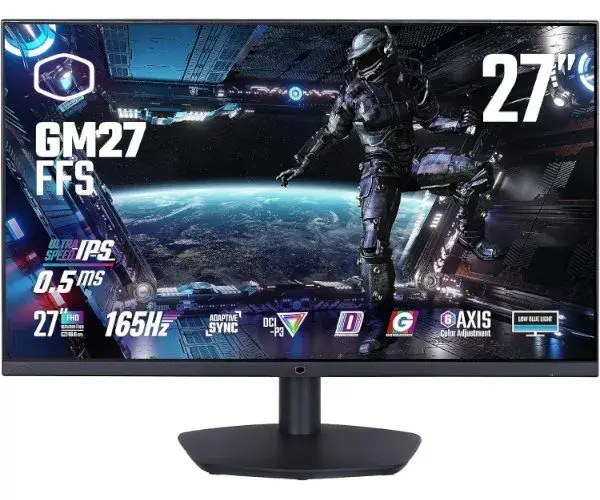  Cooler Master GM27-FFS مقاس 27 بوصة - دقة Full HD - لوحة Ultra-Speed IPS - معدل تحديث 165 هرتز - زمن استجابة 0.5 مللي ثانية - دعم Adaptive Sync وHDR10 - شاشة