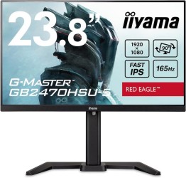 iiyama G-Master GB2470HSU-B5 Red Eagle مقاس 23.8 بوصة - دقة Full HD - لوحة Fast IPS - معدل تحديث 165 هرتز - زمن استجابة 0.8 مللي ثانية - دعم AMD FreeSync Premium - مزودة بمكبرات صوت ومنافذ USB - مع إمكانية تعديل الارتفاع والدوران - شاشة