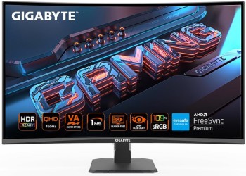 Gigabyte GS32QC مقاس 31.5 بوصة - دقة QHD - لوحة VA منحنية - معدل تحديث 165 هرتز (مع إمكانية رفعه إلى 170 هرتز) - زمن استجابة 1 مللي ثانية - دعم AMD FreeSync Premium - HDR Ready - مزودة بتقنيات Eyesafe 2.0 وFlicker-Free  - شاشة