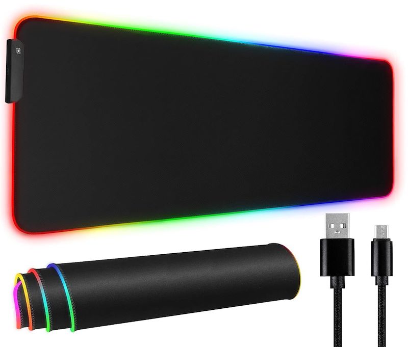 RGB Gaming Mouse Pad - XL Size - Multi-Color Backlighting - Soft Surface and High Precision - USB Powered - Plug & Play