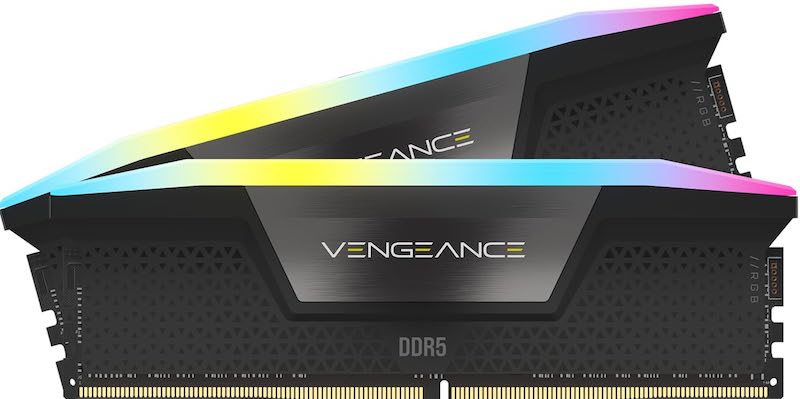 Corsair Vengeance RGB DDR5 32GB (2×16GB) – تردد 6000MHz – CL36 – إضاءة RGB متزامنة – أداء جيمنج وتعدد مهام احترافي - رام