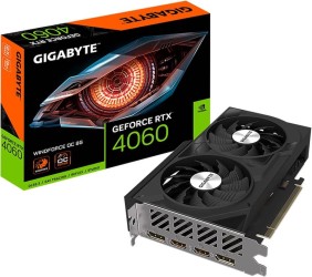 Gigabyte RTX 4060 WindForce OC – ذاكرة 8GB GDDR6 – كسر سرعة مصنعي – DLSS 3 و Ray Tracing - كرت شاشة 