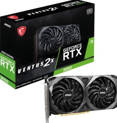 MSI RTX 3050 VENTUS 2X – ذاكرة 8GB GDDR6 – تبريد ثنائي – DLSS وRay Tracing – أداء ألعاب 1080p - كرت شاشة 