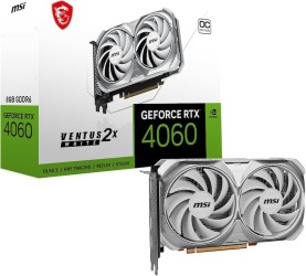 MSI RTX 4060 VENTUS 2X WHITE OC – 8GB GDDR6 – كسر سرعة مصنع – DLSS 3 – تبريد ثنائي – لون أبيض - كرت شاشة 