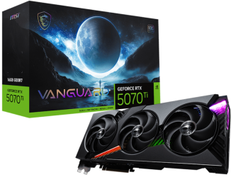 MSI RTX 5070 Ti VANGUARD SOC – ذاكرة 16GB GDDR7 – تبريد ثلاثي احترافي – DLSS 3.5 – Ray Tracing – أداء ألعاب 2K/4K - كرت شاشة 