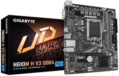 Gigabyte H610M H V3 DDR4 – دعم معالجات Intel الجيل 12 و13 و14 – DDR4 – مقبس LGA 1700 – حجم Micro-ATX – أداء ثابت بسعر منافس - مذربورد