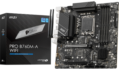 MSI PRO B760M-A WIFI DDR5 – دعم معالجات Intel الجيل 12/13/14 – DDR5 – WiFi 6 – PCIe 4.0 – Micro-ATX للأعمال والألعاب - مذربورد 