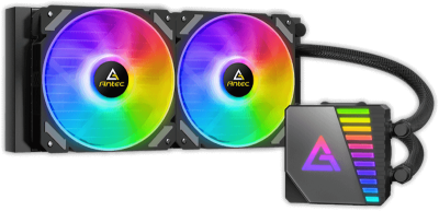Antec Symphony 240 ARGB – تبريد سائل AIO 240mm – إضاءة ARGB مزدوجة – دعم معالجات Intel وAMD – تصميم جذاب وأداء صامت - مبرد مائي 