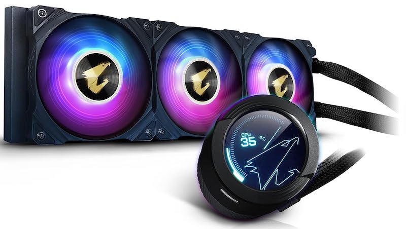 GIGABYTE AORUS WATERFORCE 360 ARGB – تبريد سائل AIO 360mm – أداء احترافي – 3 مراوح ARGB – دعم Intel وAMD - مبرد مائي 